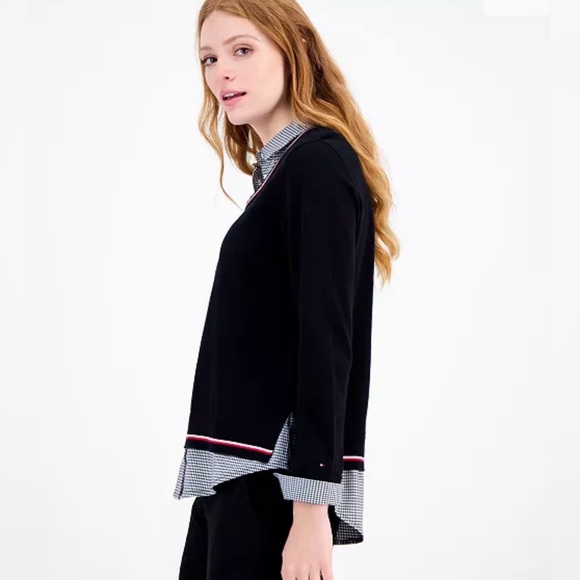 Tommy Hilfiger sweater with faux dress shirt underneath - Picture 3 of 8